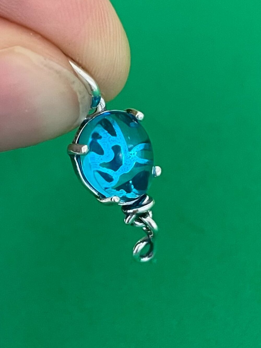 Authentic Pandora Blue Murano Glass Balloon Dangle Charm